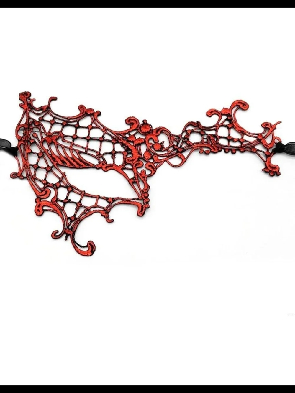Red Venetian Lace Half Face Masquerade Mask